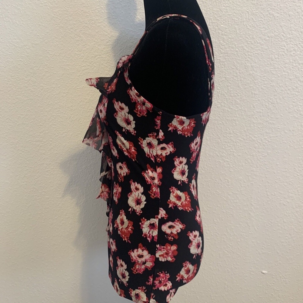 White House Black Market Hot Pink Floral Ruffle Front Tank Top Women's Size XS - Picture 4 of 11